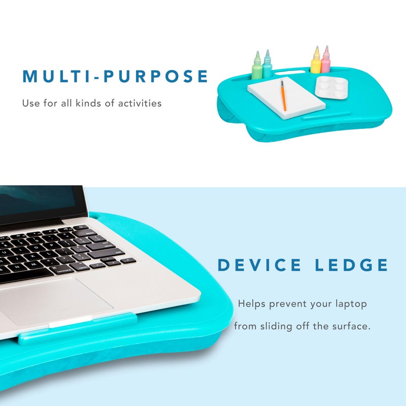 LAPGEAR MyDesk Lap Desk with Device Ledge and Phone Holder - Turquoise - Fits up to 15.6 Inch Laptops - Style No. 44449 - Image 4